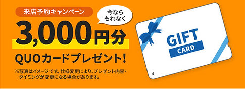 3000円分QUOカードプレゼント